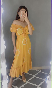 Long Dress Shibori Yellow