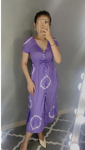 Long Dress Button Lilac